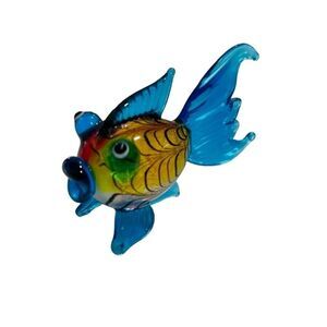 Pier 1 Imports glass blown fish rainbow 3"